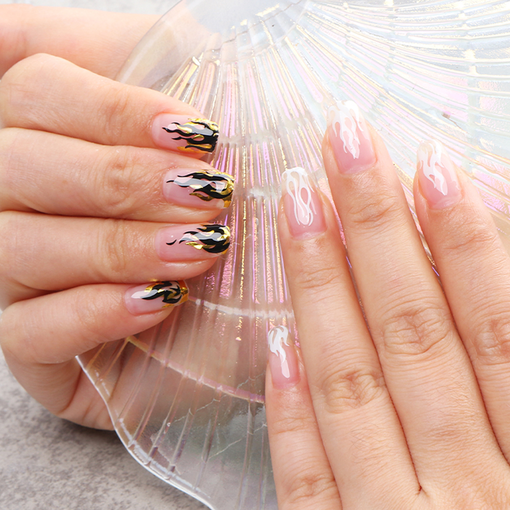 [Hàng mới về] Nhãn dán trang trí móng tay nghệ thuật 3d hình ngọn lửa nhiều màu