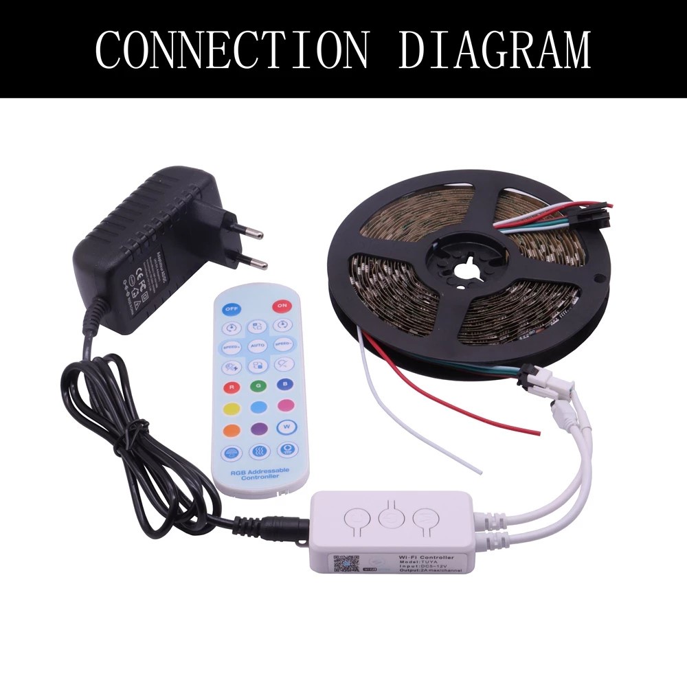 Tuya led controller - Bộ điều khiển led ws2811 qua Wifi - App Smart Life nháy theo nhạc full màu