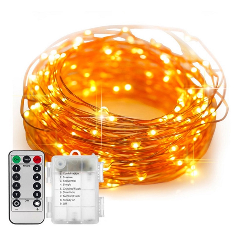 Dây Đèn Led 33 Feet 100 Bóng 8 Chế Độ Chống Nước Trang Trí Nhà Cửa