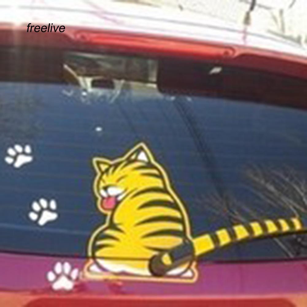 Bộ Sticker trang trí xe ô tô in hình ảnh mèo vẫy đuôi độc đáo
