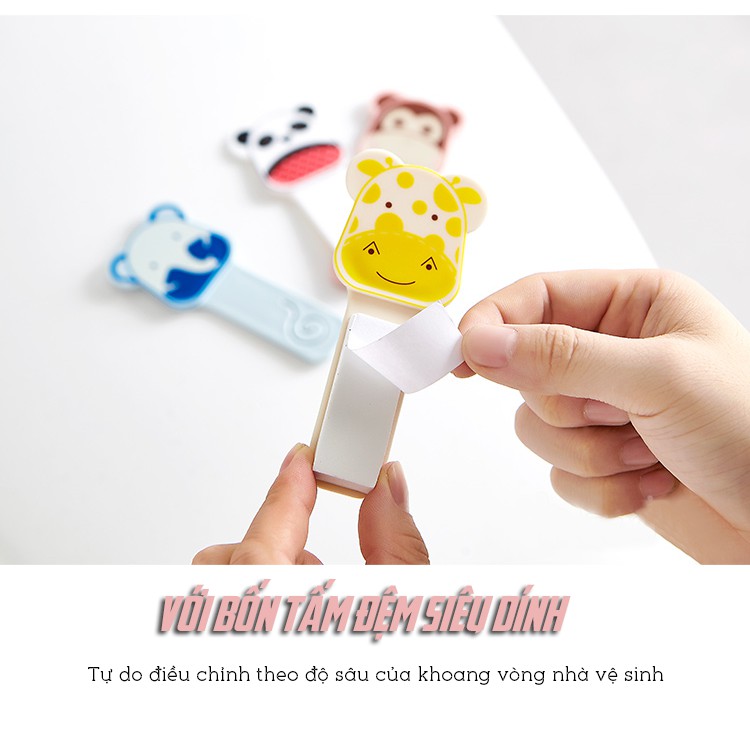 Bộ 02 Miếng Dán Mở Nâng Đóng Nắp Bồn Cầu Tránh Vi Khuẩn Hoạt Hình Đáng Yêu Cao Cấp