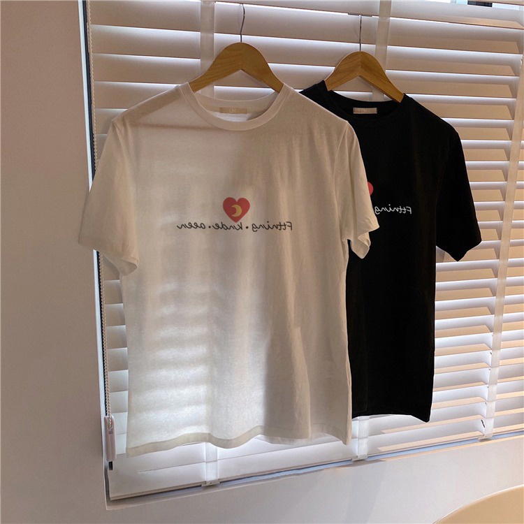 Áo thun SUXI ngắn tay cổ tròn in chữ đơn giản thời trang mùa hè cho nữ