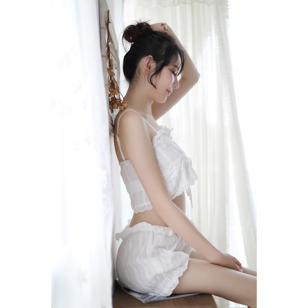Set đồ sexy  ngủ gợi cảm nữ bộ ngủ 2 dây quần áo ngắn đũi mỏng | BigBuy360 - bigbuy360.vn