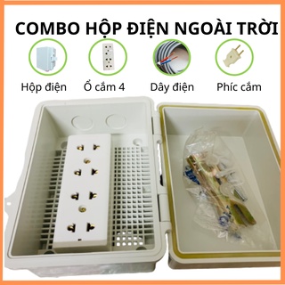 Combo Hộp điện ngoài trời gồm Hộp điện/Ổ cắm 4 lỗ gắn và đục lỗ sẵn