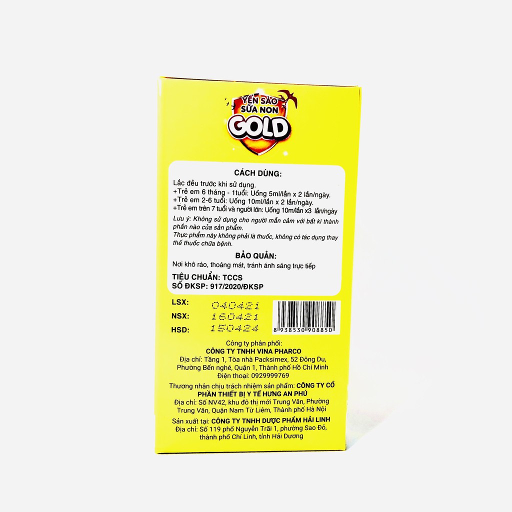 Yến Sào Sữa Non GOLD - Bổ dung vitamin, hỗ trợ tăng cường tiêu hóa giúp ăn ngon (hộp 20 ống) | BigBuy360 - bigbuy360.vn