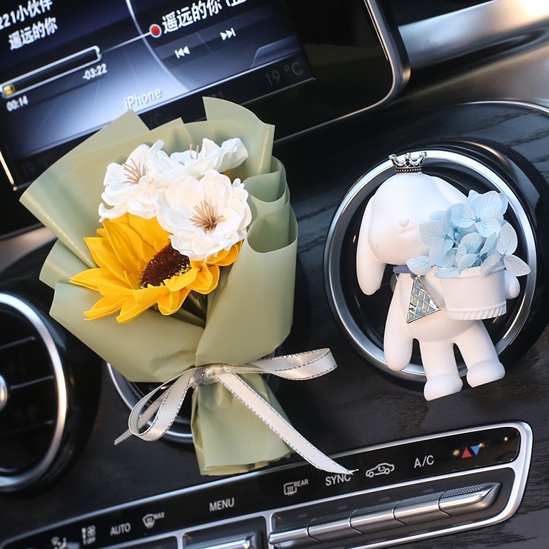 Cài cửa gió hình Gấu dễ thương tinh dầu thơm xe - Trang trí cửa gió ô tô