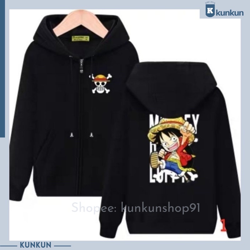 Áo Khoác Đen Luffy - One Piece Mũ Rơm Nam Nữ Đủ Size Cá Tính