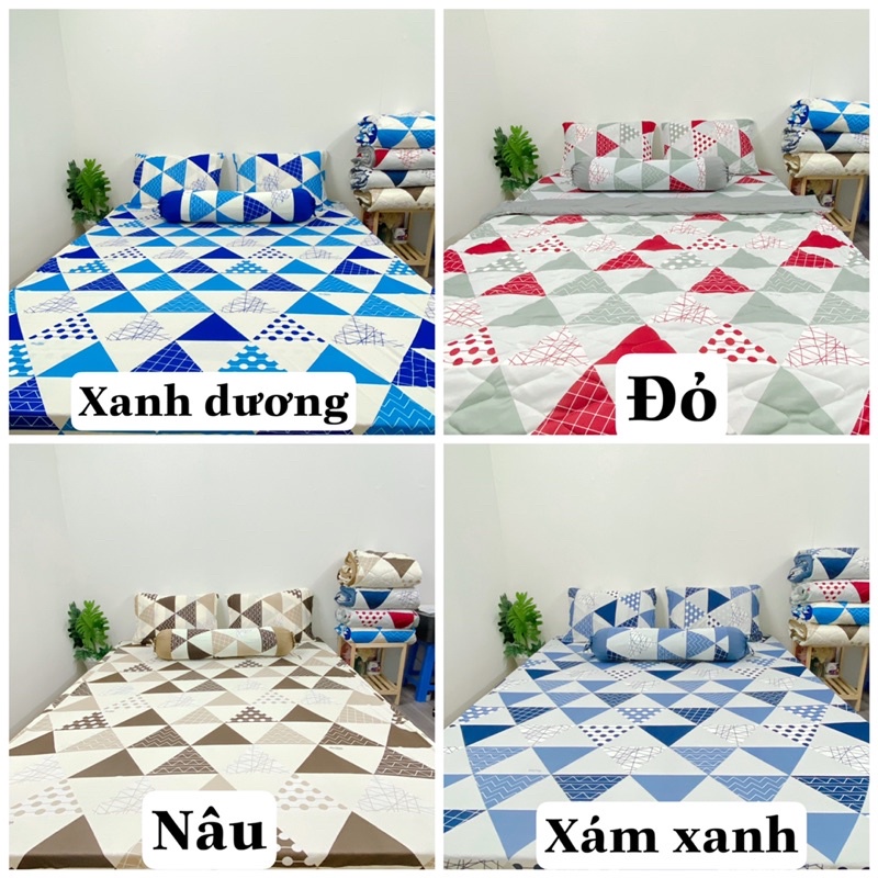 bộ drap thun hàn quốc mẫu tam giác (4 món)