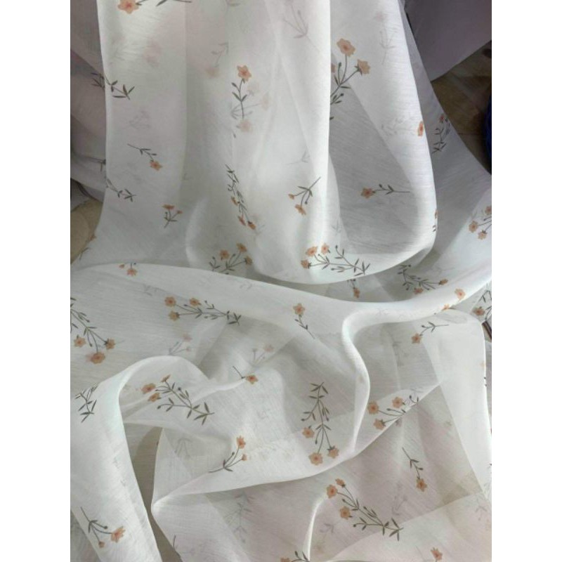 vải oganza xước hoa nền trắng