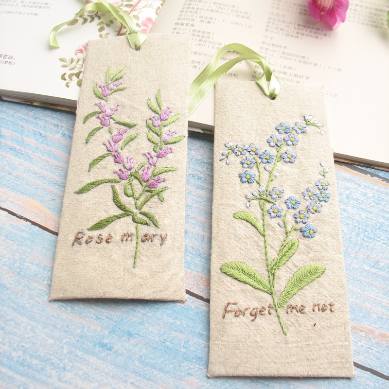 Kẹp sách DIY thêu hoa lá - KIT nguyên liệu tự thêu COMBO kẹp sách hoa cỏ mùa xuân- MIE handmade shop