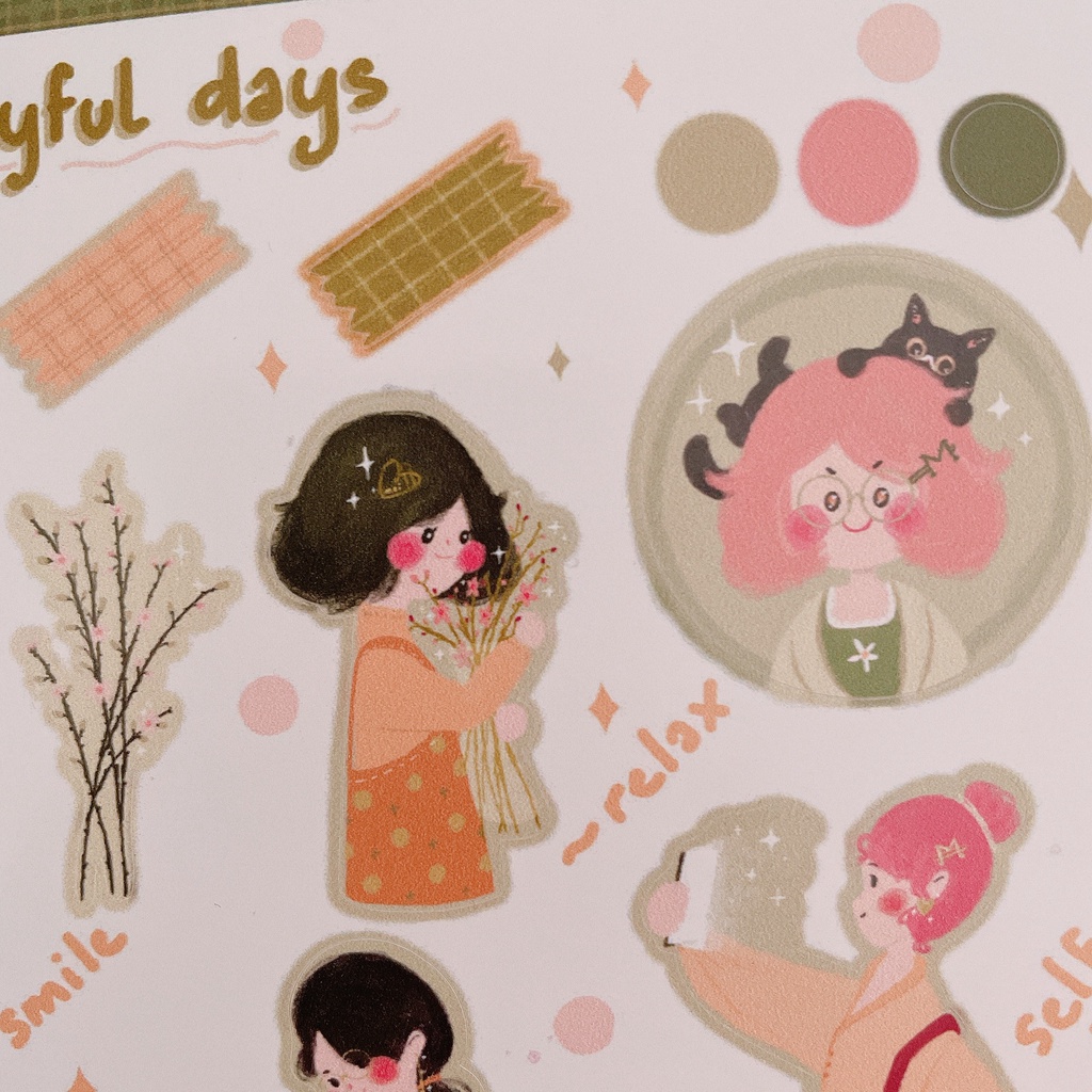 Joyful Days - Set sticker cô gái thiết kế đáng yêu ngọt ngào