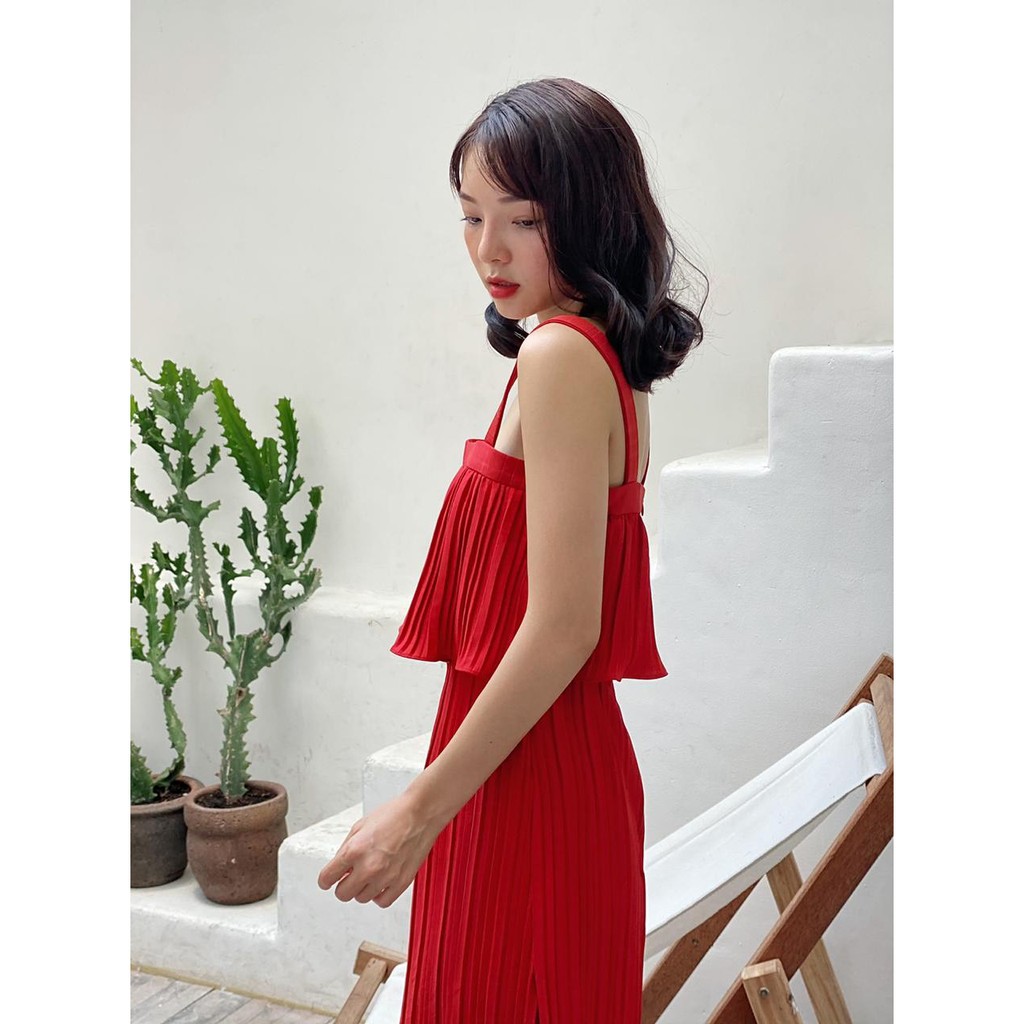 COLUS - Váy 2 Dây Dập Ly Đỏ - Jill