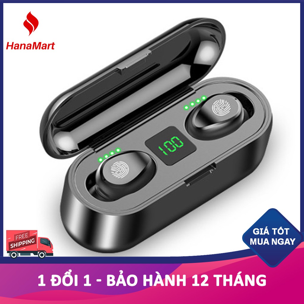 Tai nghe Bluetooth không dây AMOI F9 cho tất cả điện thoại - Kiêm pin sạc dự phòng cao cấp - pin trâu hơn i12