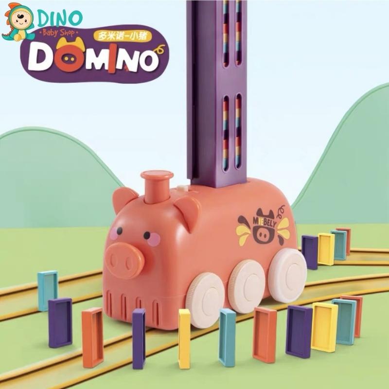 Xe xếp domino tự động, Đồ chơi thả domino đáng yêu có nhạc, Chất liệu PU cao cấp, An toàn cho bé - Dino