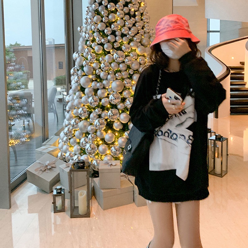 Áo thun dệt kim dáng rộng phong cách Hàn Quốc cá tính chất lượng cao dành cho nữ