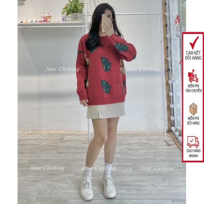 Áo len nữ J886 họa tiết cây thông noel con gấu len mềm mịn siêu xinh | BigBuy360 - bigbuy360.vn