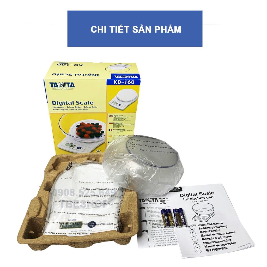 Cân Điện Tử Nhà Bếp Tanita 2kg Chính Hãng Chính Xác Cao Tặng Tô Chứa ( Bảo Hành 1 Năm ) TBE Shop