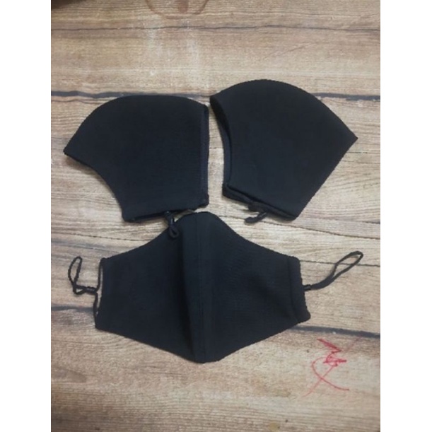 Khẩu trang vải cotton màu đen 3 lớp vó dây rút tùy chỉnh kích thước