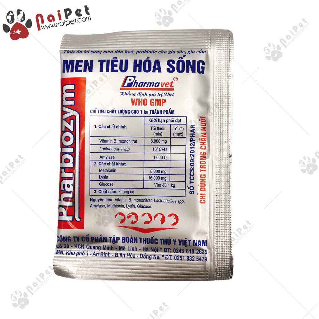 Men Tiêu Hoá Sống Pharbiozym Gói 5g Cho Vật Nuôi