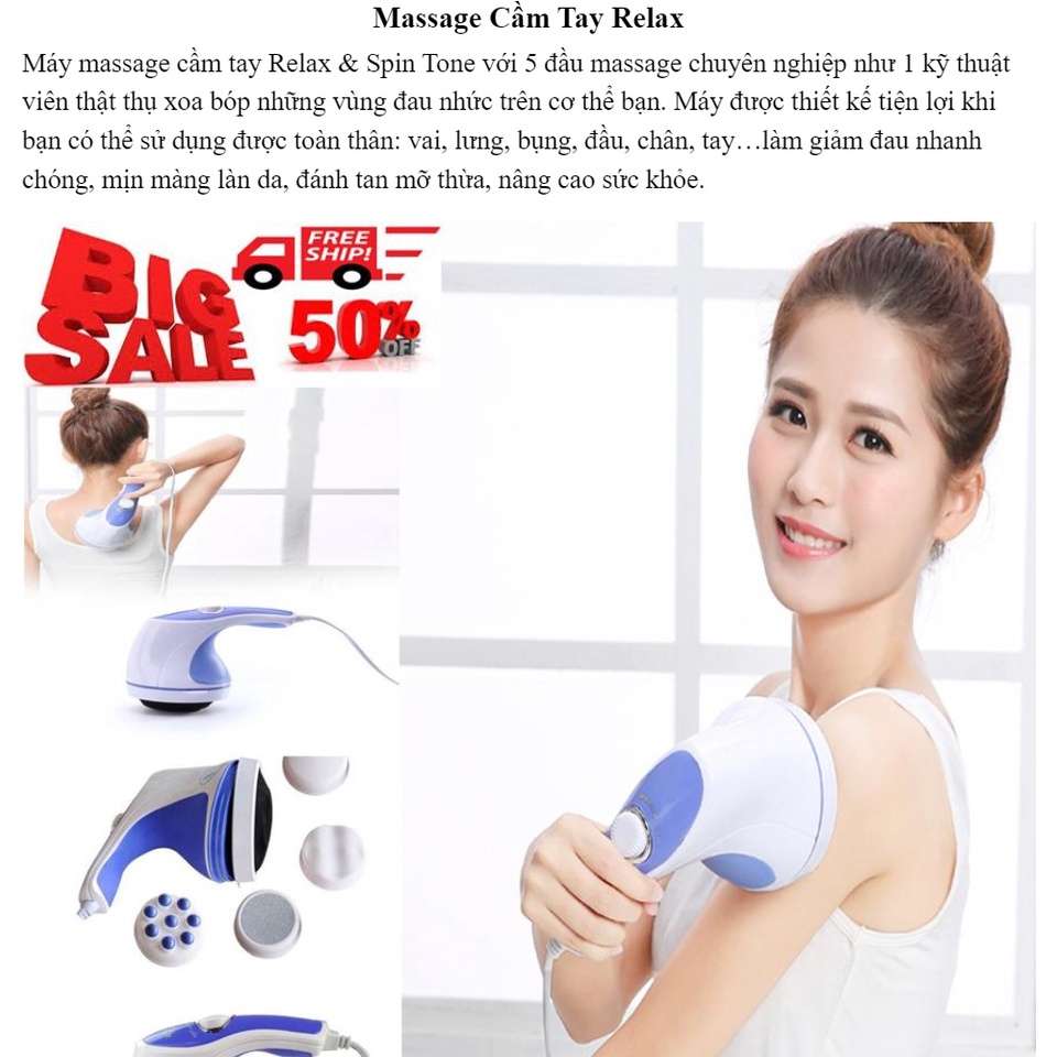 Máy Massage toàn thân cao cấp, Máy Massage Cầm Tay Relax Xua Tan Đau Nhứt Mệt Mõi - Bảo Hành 12 Tháng.