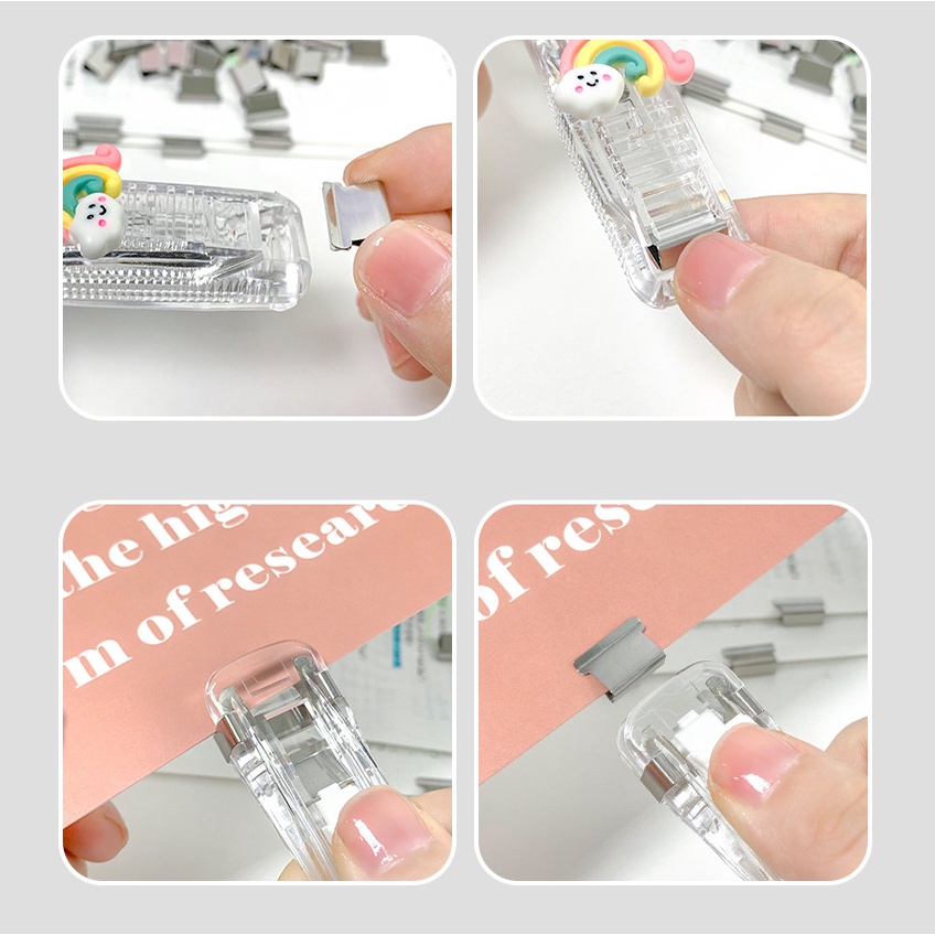 Kẹp Kẹp đẩy Bấm Giấy Trong Suốt Họa Tiết Hoạt Hình Xinh Xắn