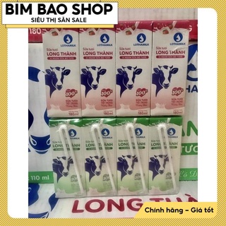 Lốc 4 hộp sữa tươi Long Thành 110ml/180ml nguyên vị/vị dâu T9.22