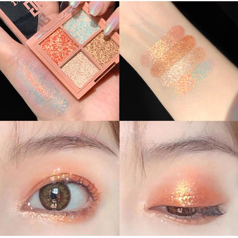 Phấn Mắt DIKALU 4 Ô Nhũ, Lì Siêu Mịn (Auth-Nội Địa Trung)