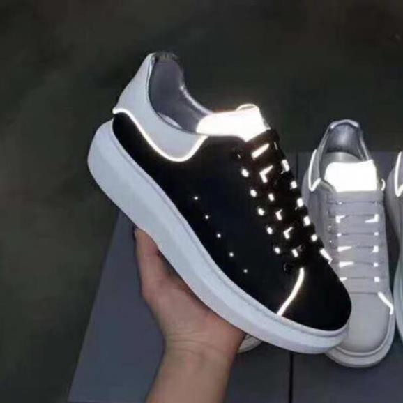 [Real] Giày nam giày thể thao sneaker nam mc Queen đen gót trắng viền phản quang . ! , ' ; ` : . =