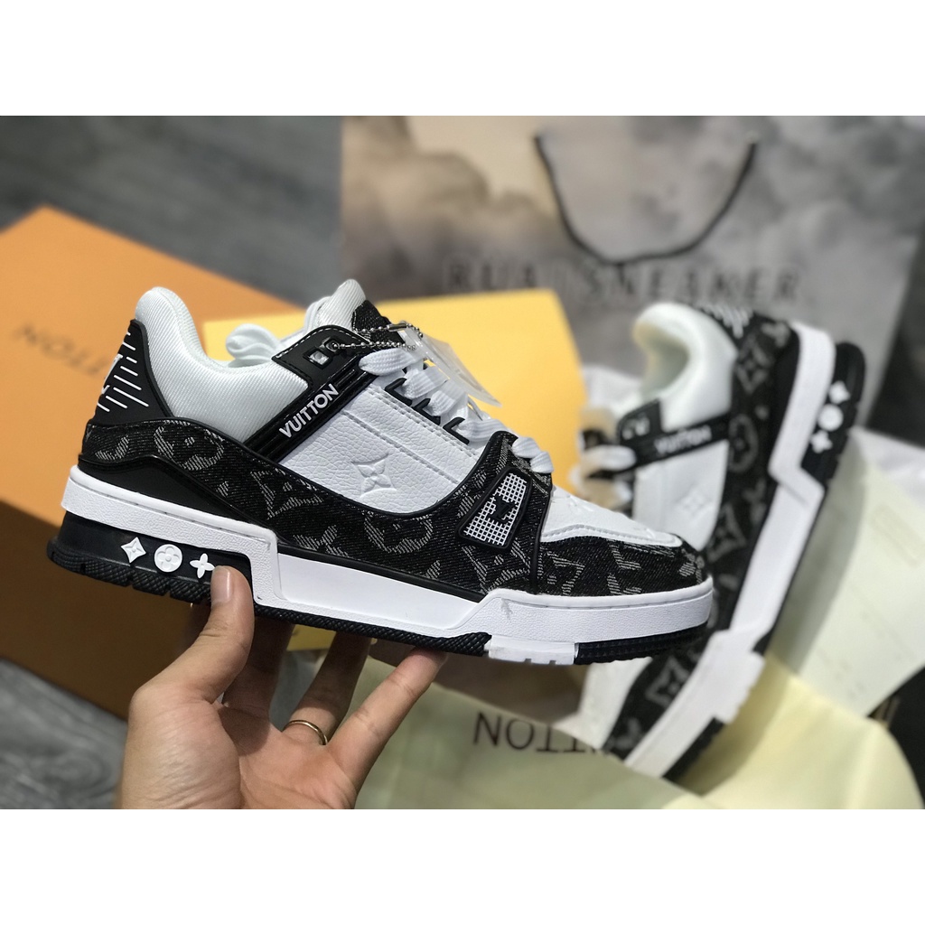 Siêu Phẩm Giày Thể Thảo Sneaker L.V Trai.ner  WHI.TE B.LACK SIêu Xinh Cao Cấp Ảnh Thật + freeship + Tặng Tất