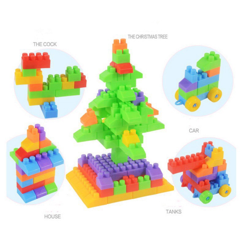 Set 100 khối lắp ráp mô hình đồ chơi cho bé