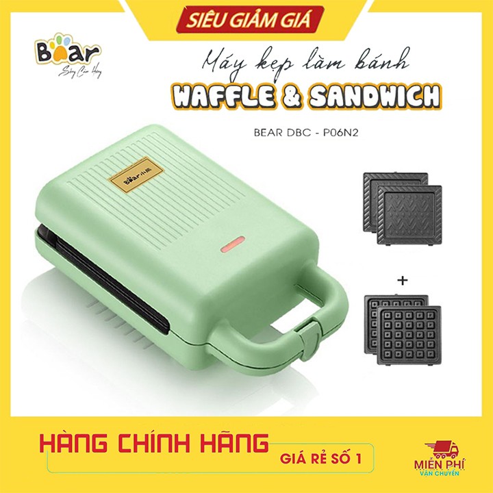 Máy Nướng Bánh Mỳ Sandwich - Waffle _Làm Bữa Ăn Sáng Cho Gia Đình_Bear P06N2