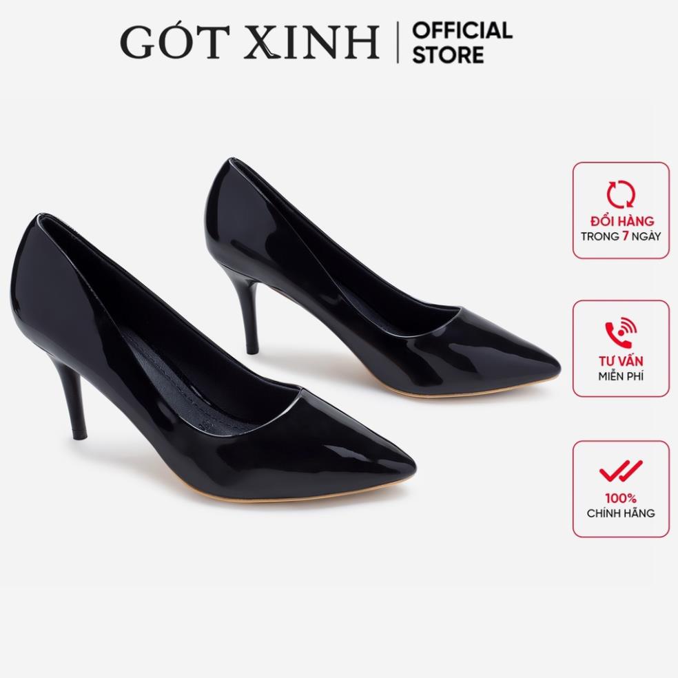 Giày cao gót nữ 7cm 9cm GÓT XINH G16 da bóng đế nhọn . .