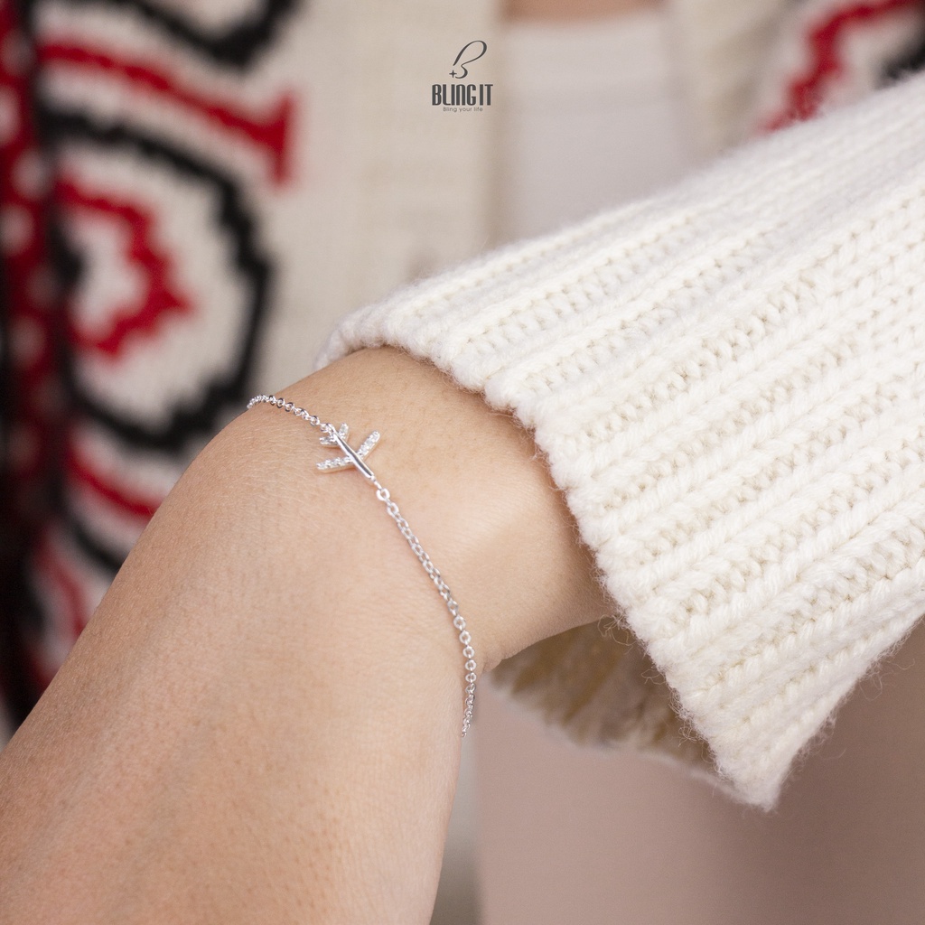 Lắc Tay Bạc Nữ BLING IT Thiết Kế Hình Chiếc May Bay Độc Đáo, Cá Tính - BIVT130