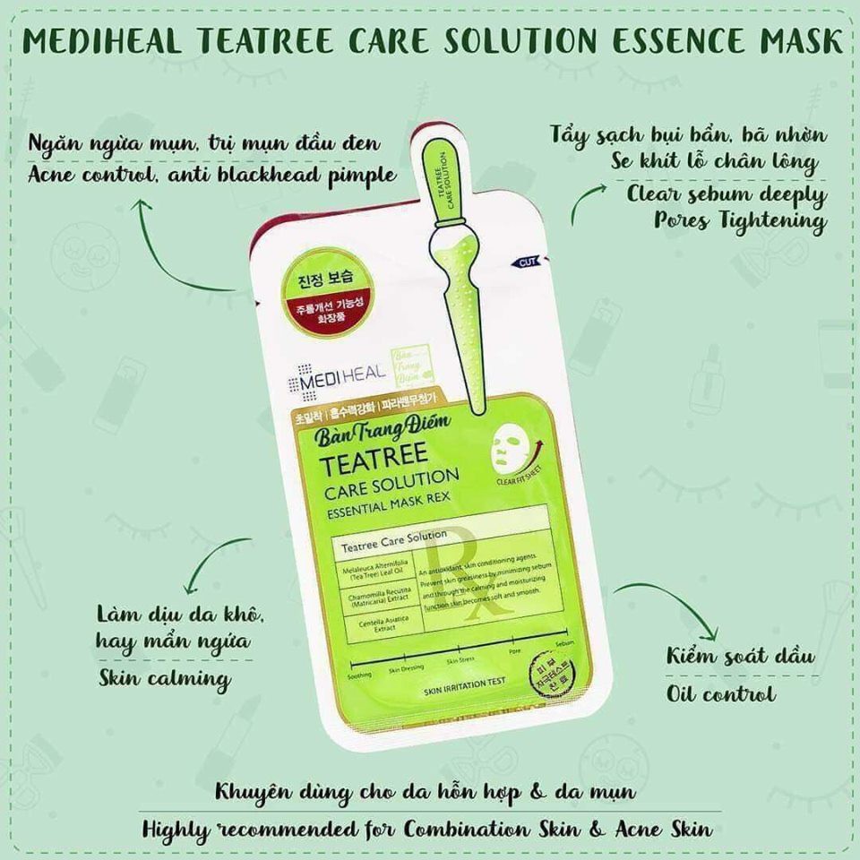 Mặt Nạ Mediheal Tea Tree Care Solution Essential Mask Ex 27ml - Mặt Nạ Tràm Trà Ngừa Mụn Mediheal Tea Tree