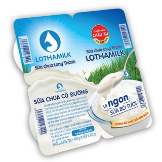 Sữa chua ăn Lothamilk có đường (Lốc 4 hộp x 100gr)