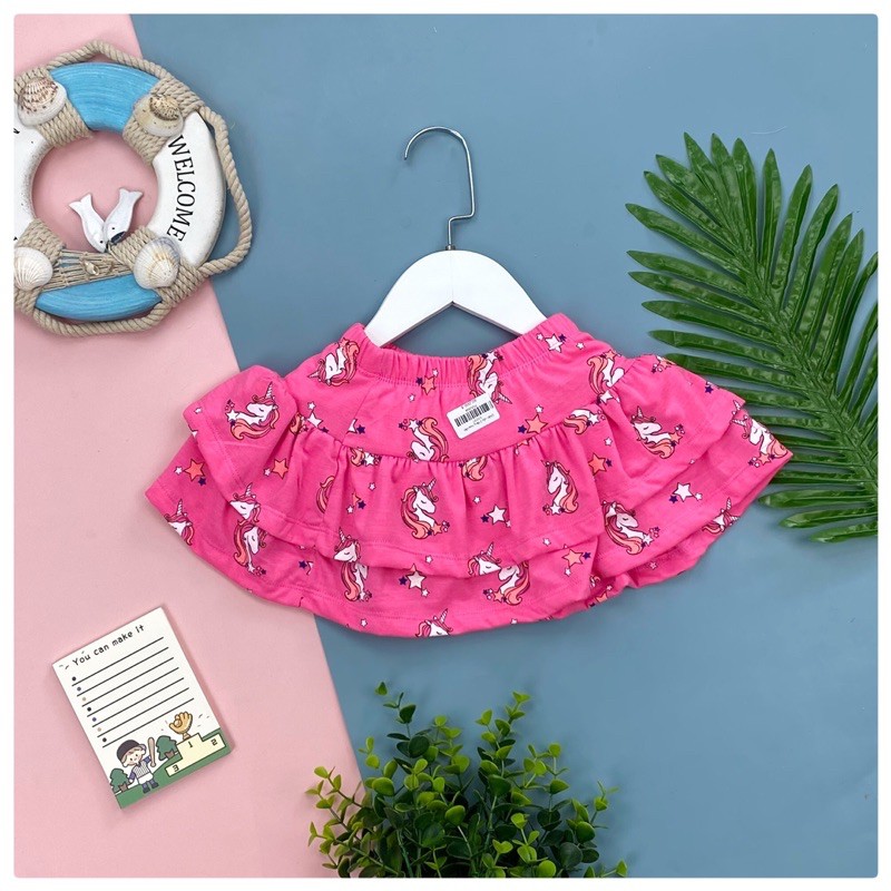 Chân váy cotton 2 tầng bé gái. Thương hiệu Litibaby. Chất cotton 4 chiều mềm mịn, co giãn thấm hút tốt. Size 1-10 9-30kg