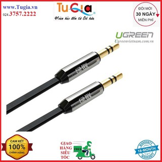 Cáp audio 2 đầu 3.5mm đực dạng dẹt, mạ vàng 24k, tpe dài 2m ugreen 10722 - hàng chính hãng