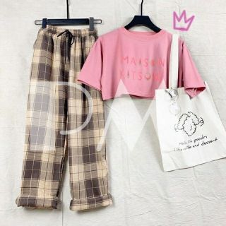 Set đồ áo croptop+quần kẻ sọc