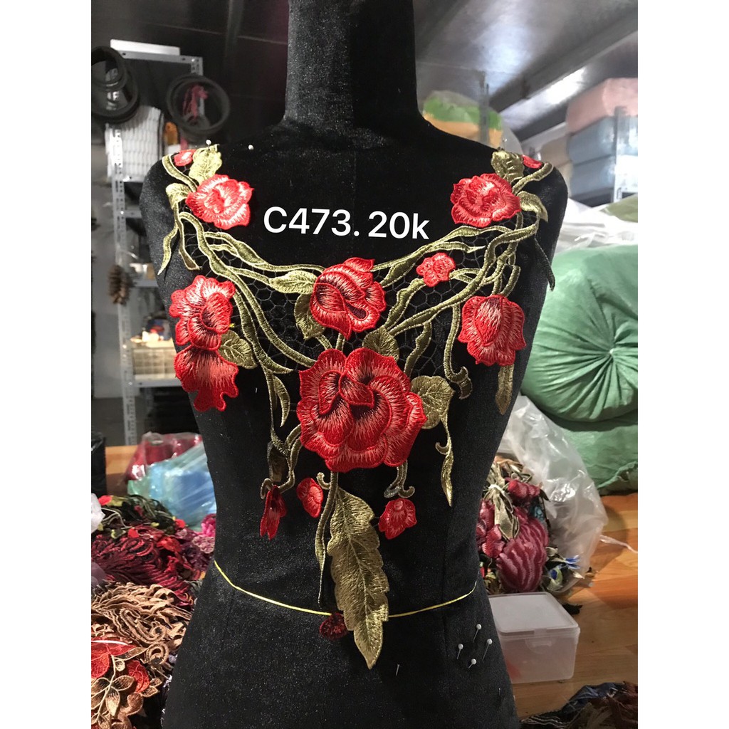 Cổ ren thêu hoa nhiều màu, nhiều mẫu