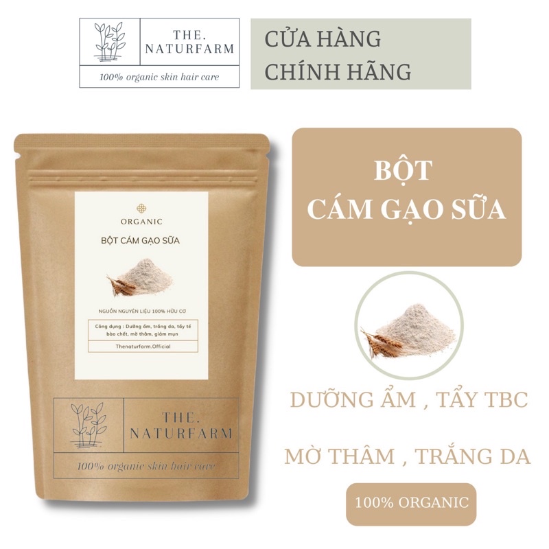 Bột cám gạo sữa nguyên chất hữu cơ 100gr - trắng da, dưỡng ẩm, mờ thâm sạm