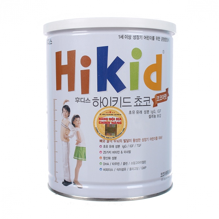 Sữa bột Hikid Hàn Quốc hộp 600g cho trẻ từ 1-9 tuổi vị Vani/Socola/Premium