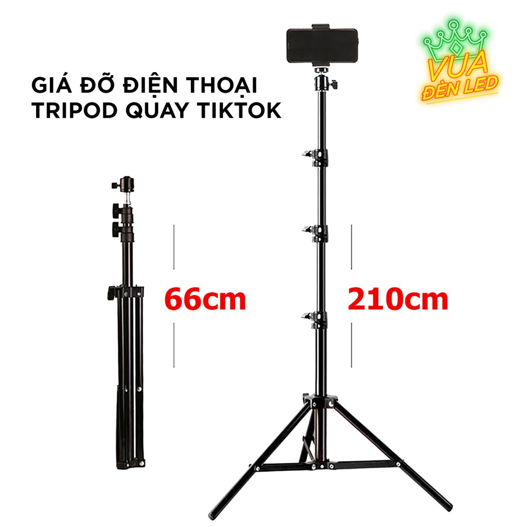 Giá Đỡ Điện Thoại Chụp Ảnh, Quay Tiktok, Chân Máy Tripod Cây Livestream Có Kẹp Chắc Chắn