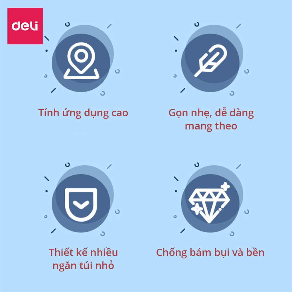 Balo học sinh Deli - Chống gù lưng - Chất liệu vải dù nhiều màu sắc - Dùng cho học sinh cấp 1 và 2 - B10 / B13 / B14