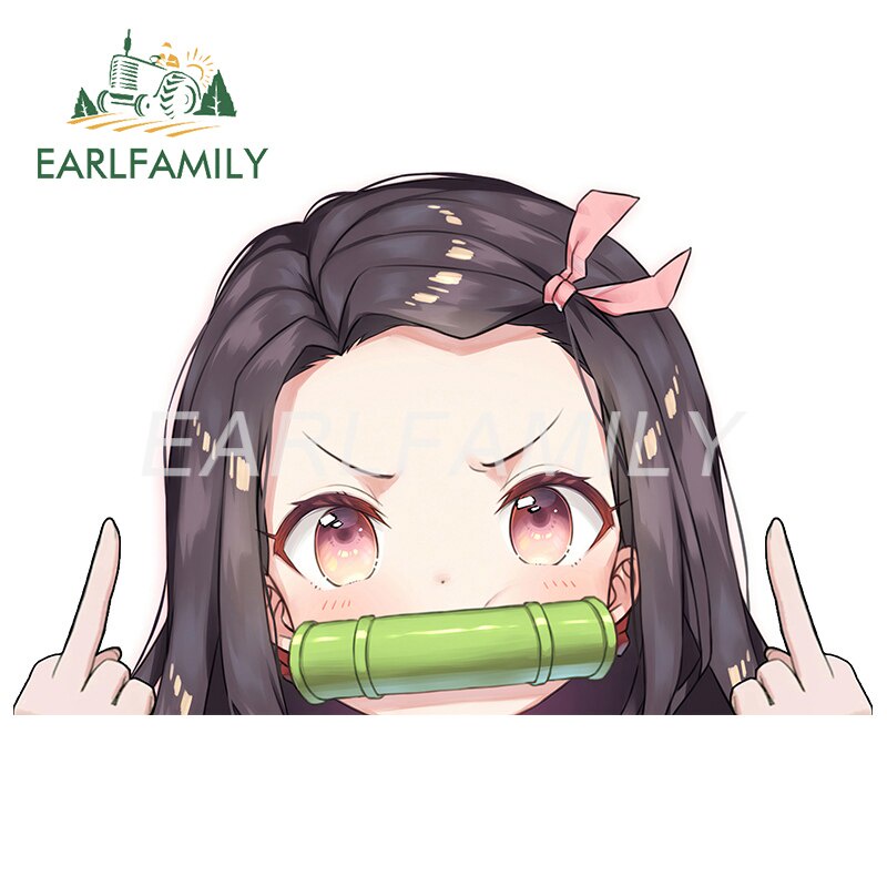 Earlfamily for nezuko Đề Can vinyl Dán Kính Chắn Gió Xe Hơi Xe Máy Chống Trầy Xước Hình graffiti