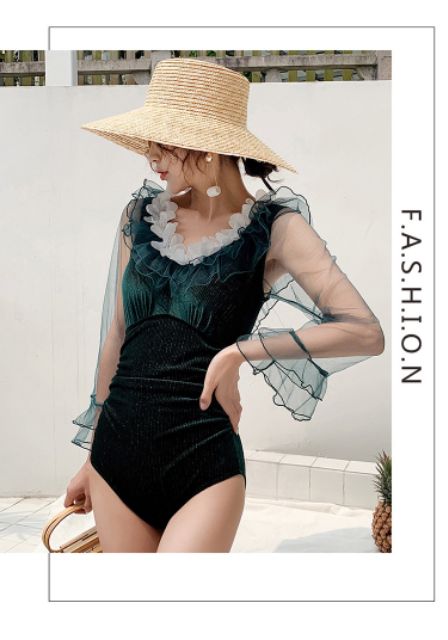 Hình thật-Bikini bà bầu tay ren đai BKN04