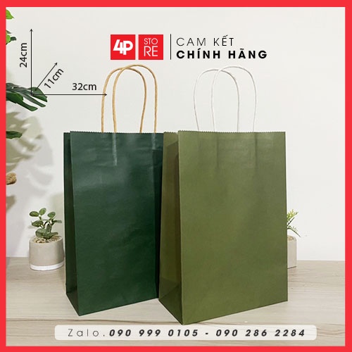 10 TÚI KRAFT XANH LÁ ĐẬM 16x23x7.5cm - HỎA TỐC