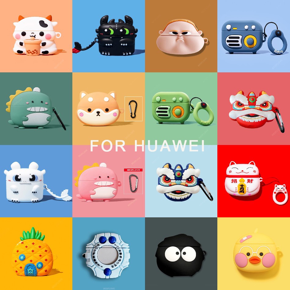 Vỏ đựng hộp sạc tai nghe 3D silicon thiết kế hoạt hình cho Huawei Freebuds Pro