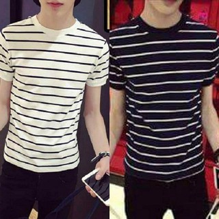 Áo thun nam body cổ tròn kẻ ngang thời trang