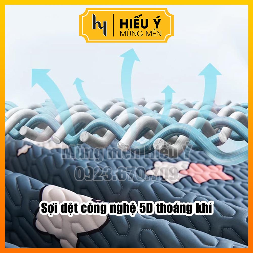 [KÈM 2 ÁO GỐI] Chiếu điều hòa cao su non 5D 1m6, 1m8 siêu mát | Mùng mền Hiếu Ý