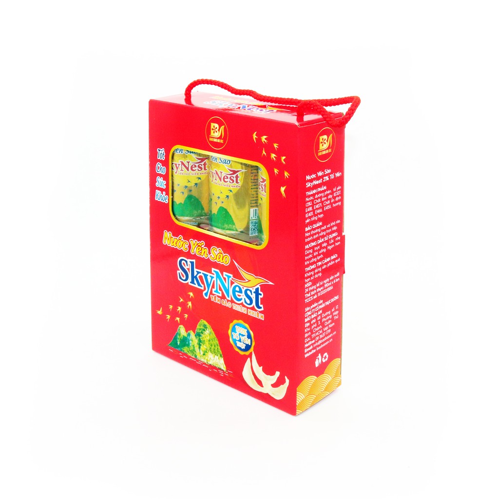 Nước Yến Sào SkyNest 3% Tổ Yến thật - Hộp quà đứng (6 lon x 190ml)